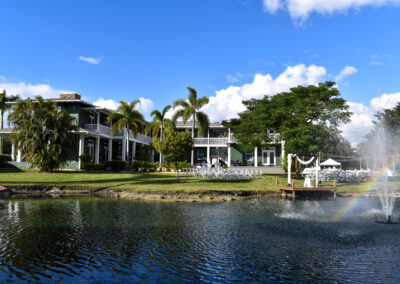 Exchange vows with a breathtaking backdrop at Saint Patrick Palace. This outdoor waterfront ceremony space features a romantic dock, fountain views, and lush landscaping