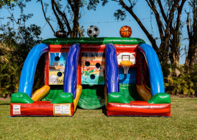 Vibrant inflatable sports game for parties, birthdays & events—fun for kids and adults alike!