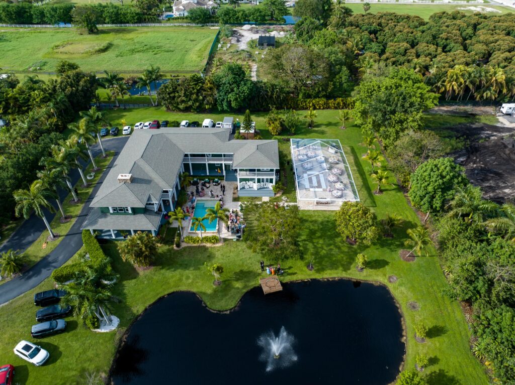 Aerial view of Saint Patrick Palace – luxury venue for weddings and events.