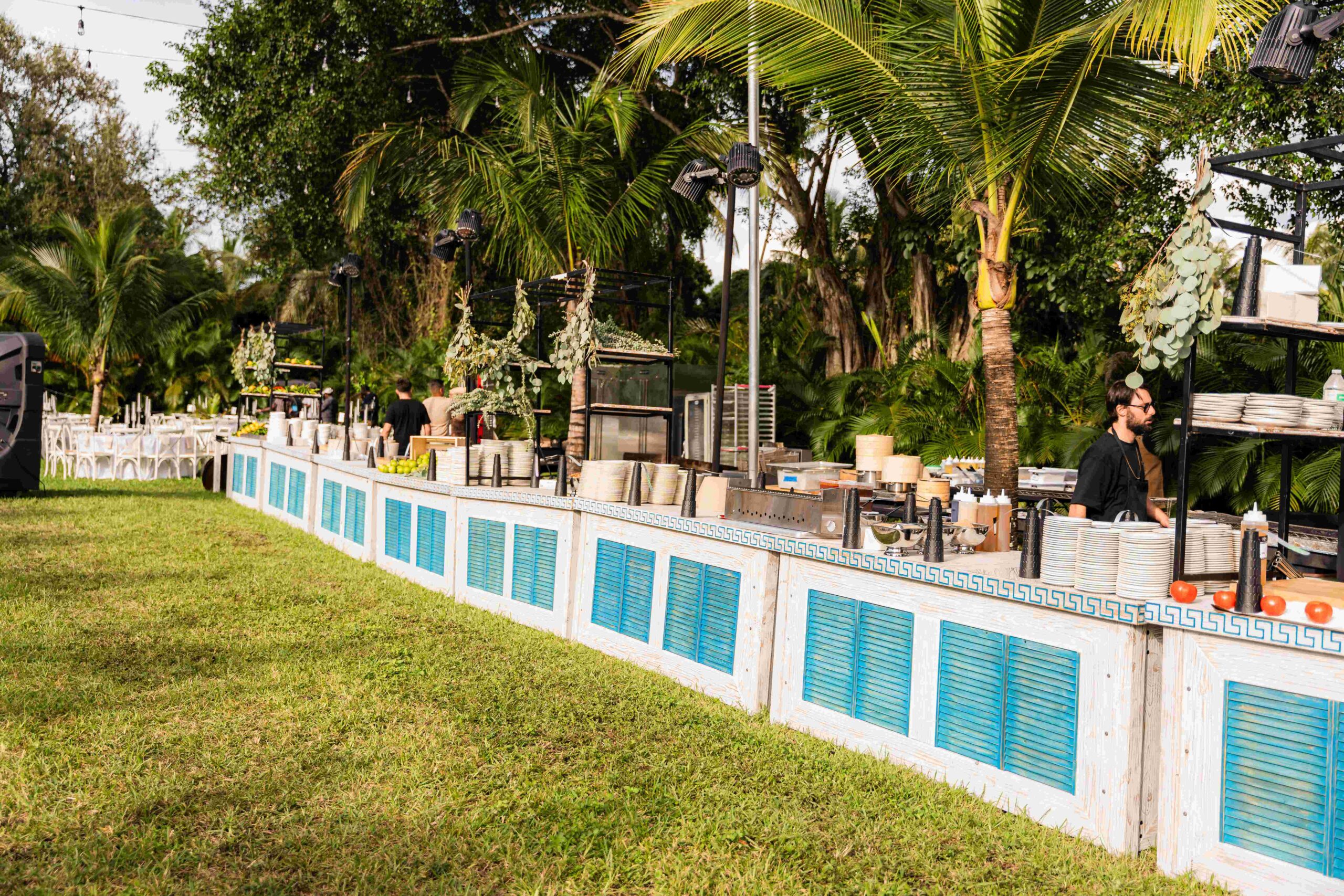 Elegant buffet display at a South Florida Airbnb wedding with open vendor policy.
