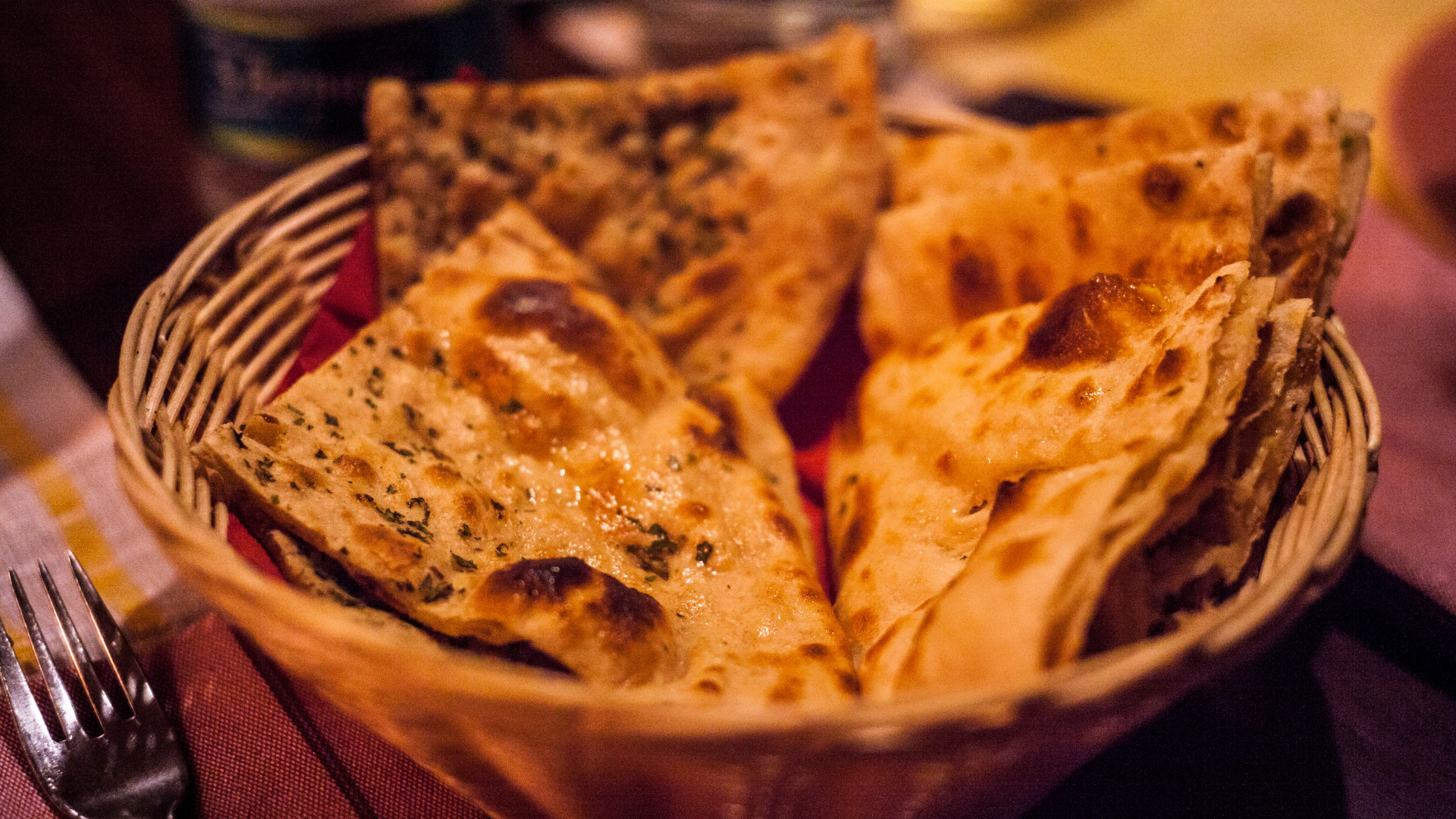 Fresh naan bread served at a South Florida Airbnb wedding with Indian cuisine and open vendor catering.
