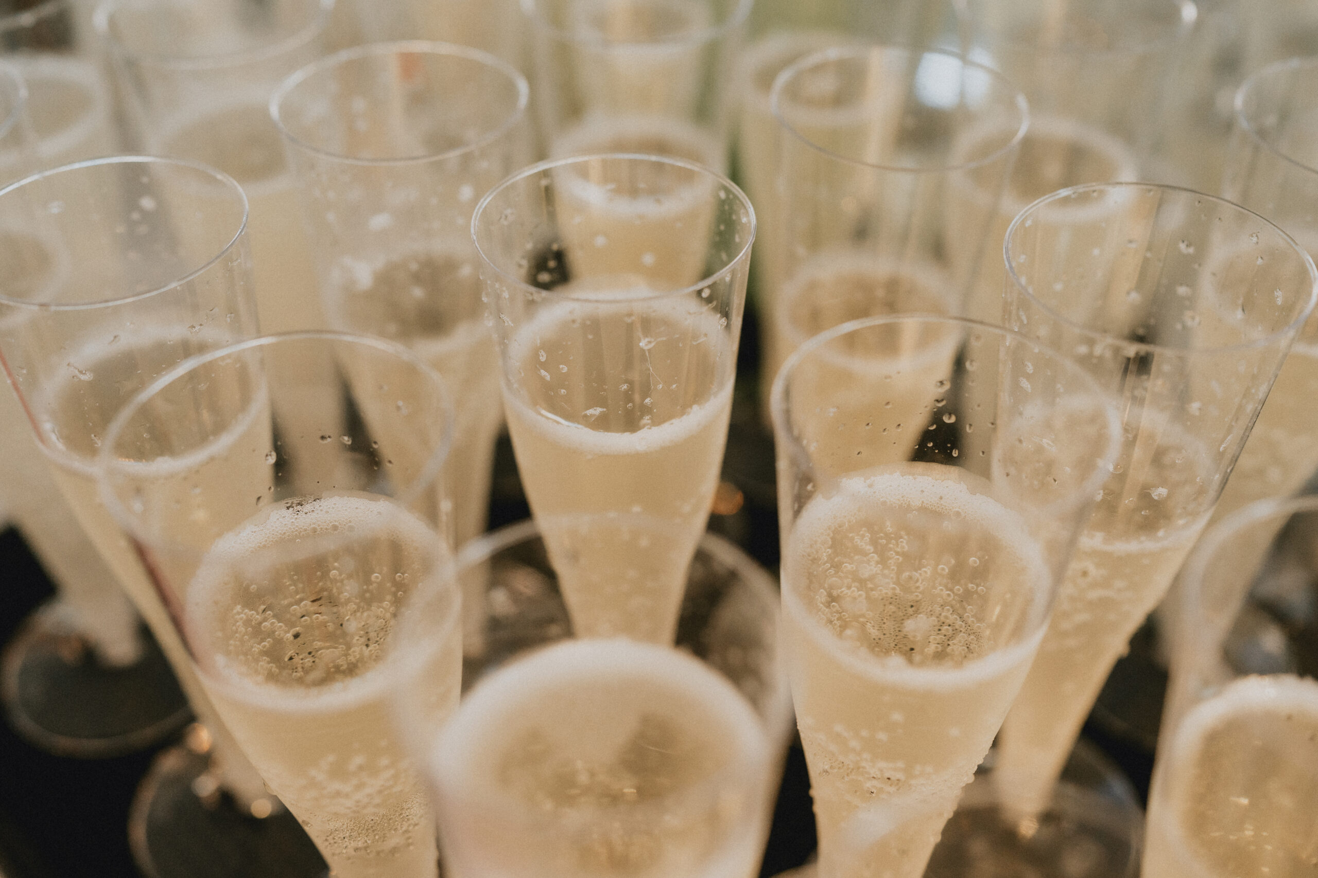 Champagne glasses filled with bubbly mimosas for an elegant South Florida brunch celebration.
