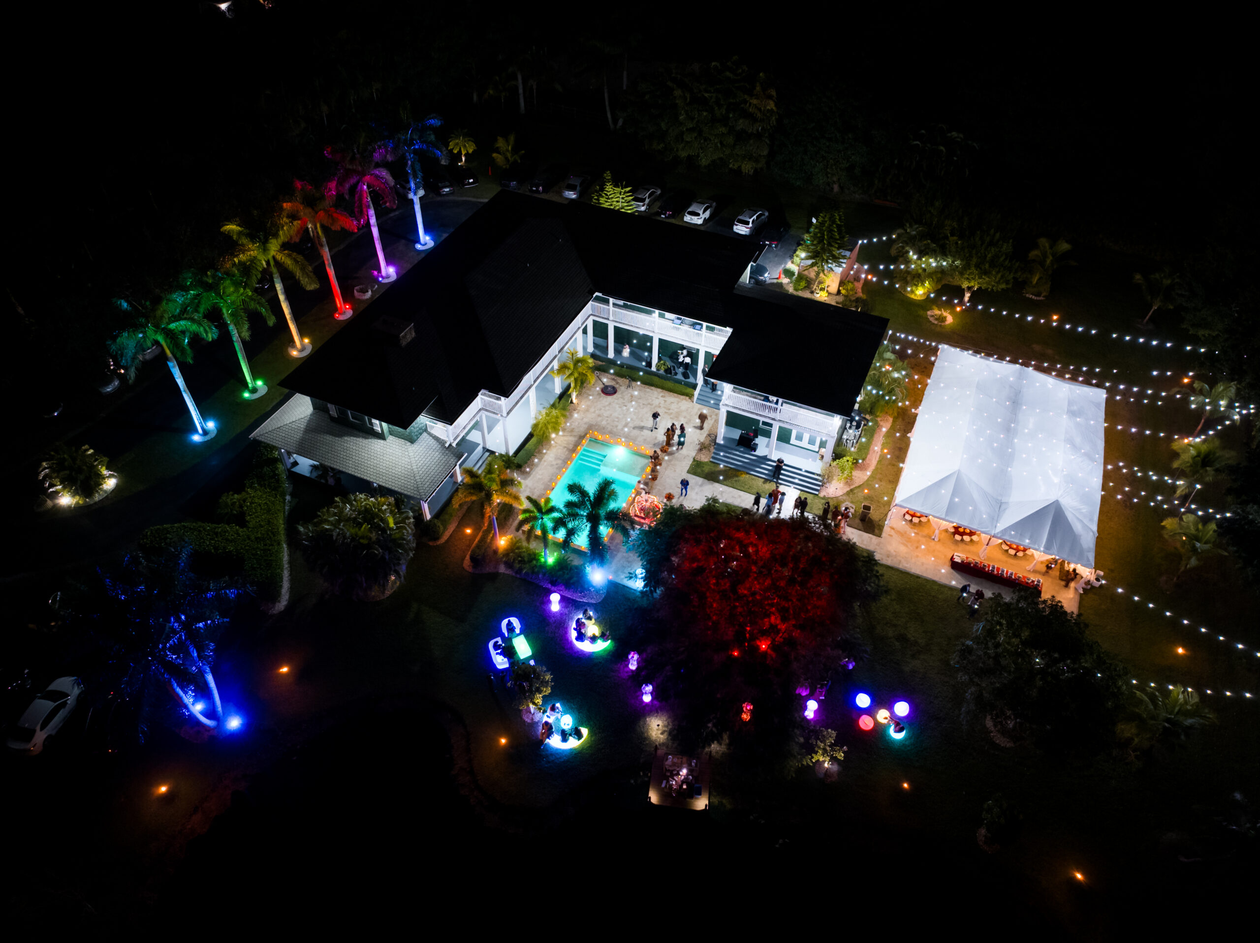 Glow Party Mitzvah with neon lighting, LED décor, and outdoor celebration at Saint Patrick Palace.