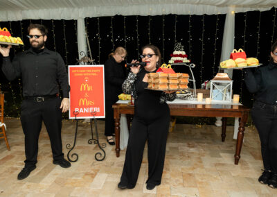Late-night wedding snacks at South Florida Airbnb wedding venue with fun food service for guests.