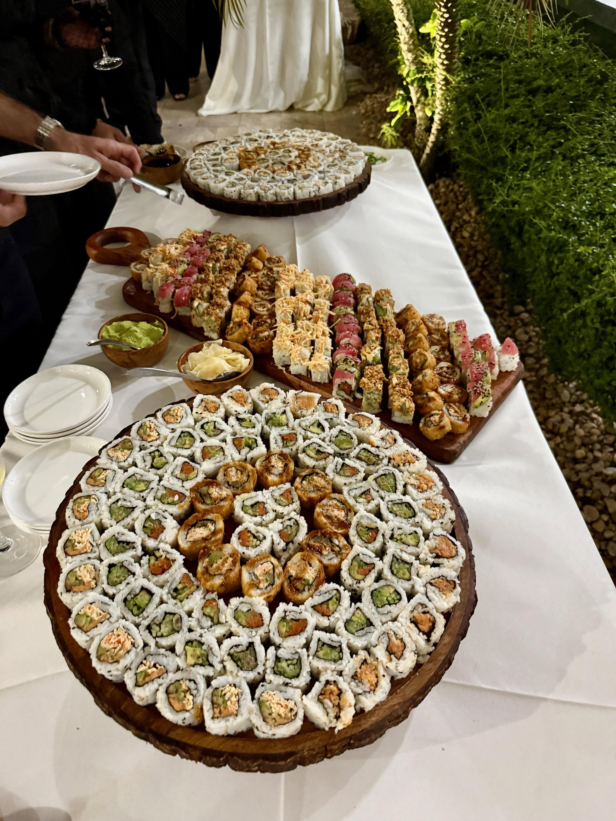 Sushi catering display at wedding reception at Saint Patrick Palace