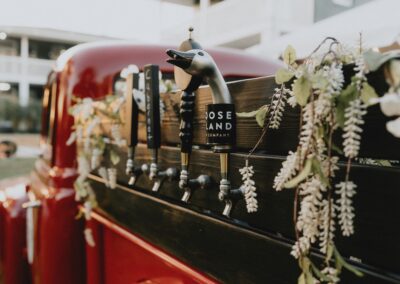 Vintage beer truck tap bar for corporate events and outdoor parties at Saint Patrick Palace.