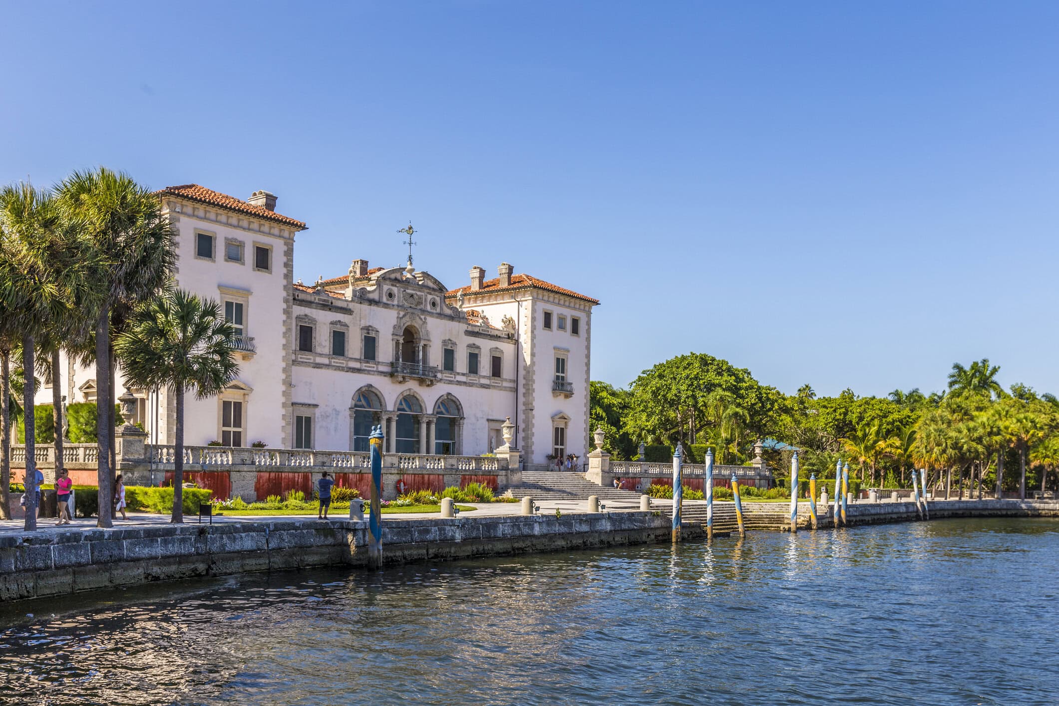 Vizcaya Museum & Gardens overlooking Biscayne Bay, a historic Miami estate and wedding venue with tropical landscaping.